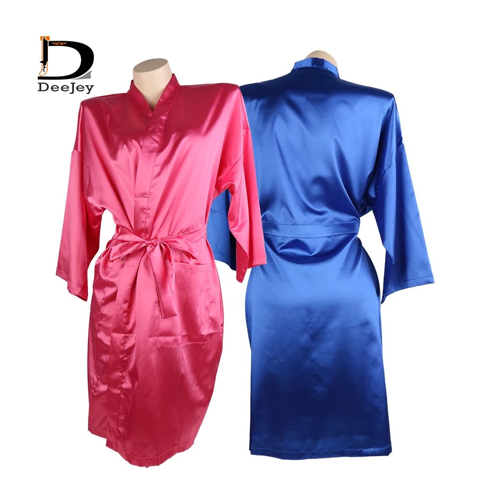 Luxury custom logo printing soft hair dress salon satin robe sleep wear