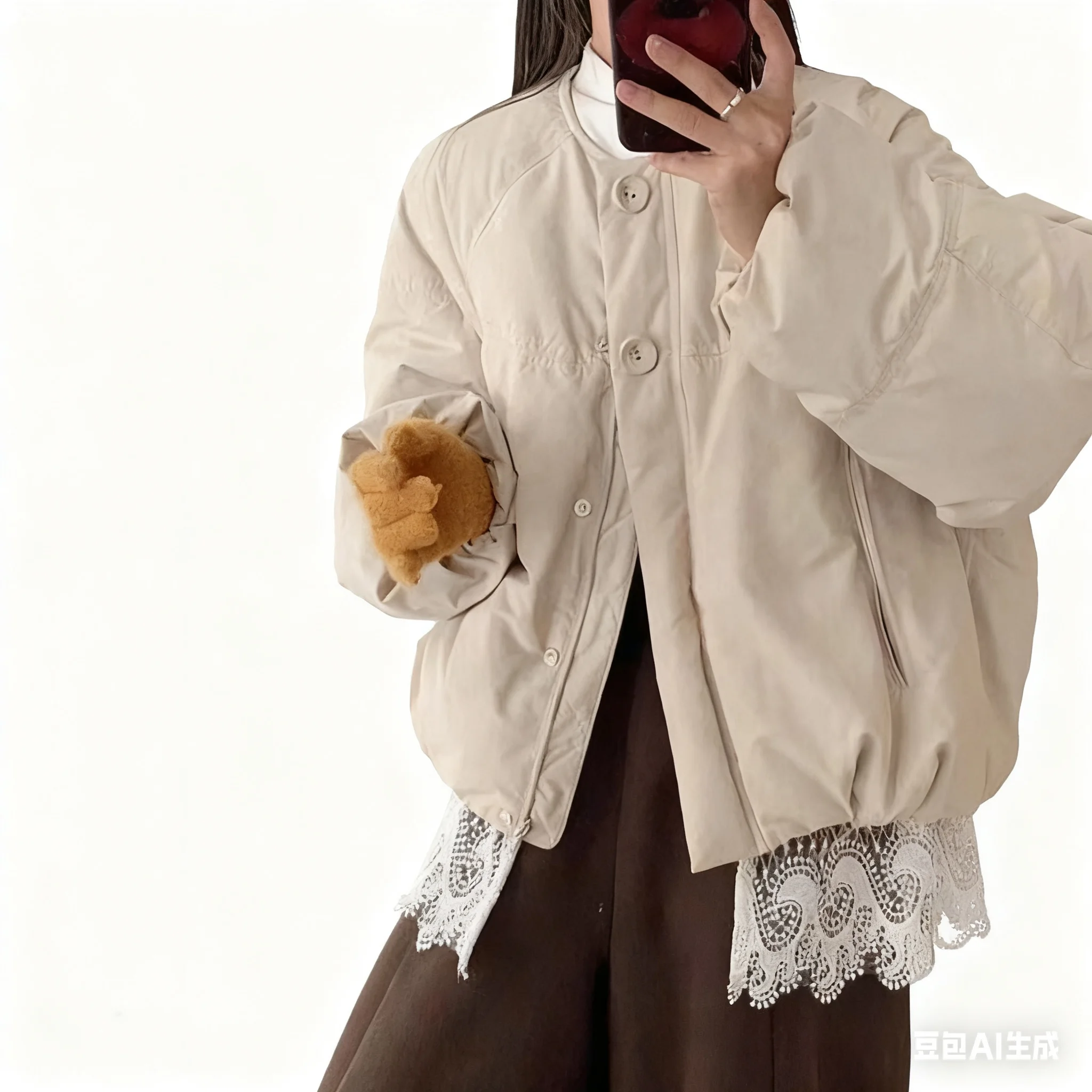 2025 Casual Design 90 Down Jacket for Women, Bread Style, New Fashion Long-sleeved Thick Winter Coat Suitable for Cold Weather