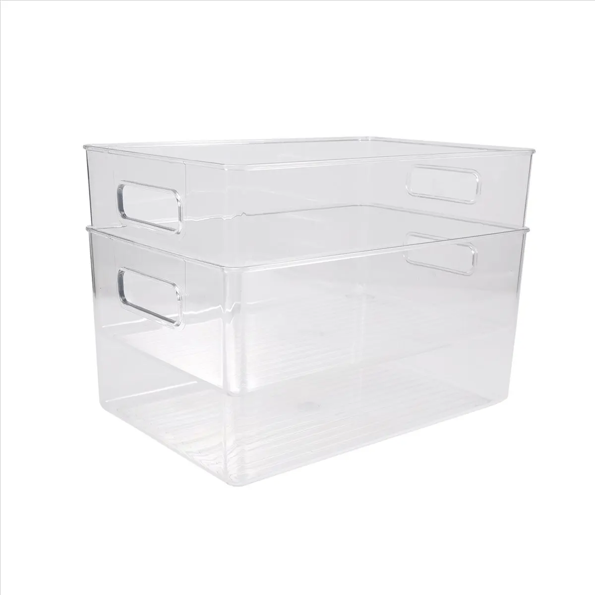 A1089Z~2Pcs Plastic Kitchen Pantry Cabinet,Refrigerator or Freezer Food or Book Storage Bins with Handles-Organizer for Snacks