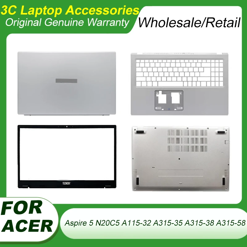 

New For Acer Aspire 5 N20C5 A115-32 A315-35 A315-38 A315-58 LCD Back Cover Silver Black / Front Bezel /Upper Cover /Bottom Case