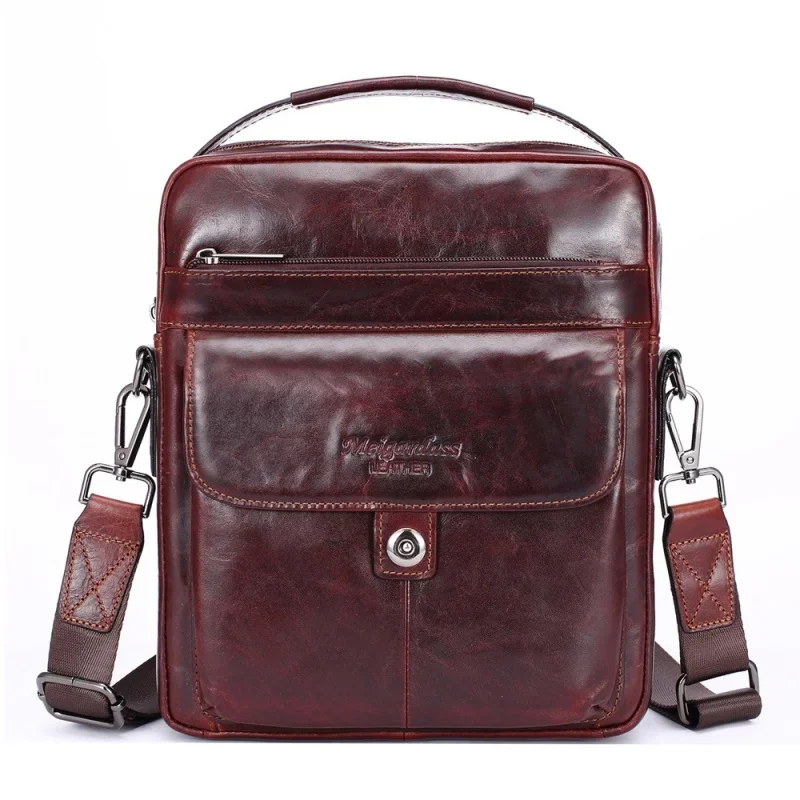 Bolsa Crossbody de couro genuíno para homens, bolsa mensageiro de couro vintage, bolsa casual masculina de alta qualidade