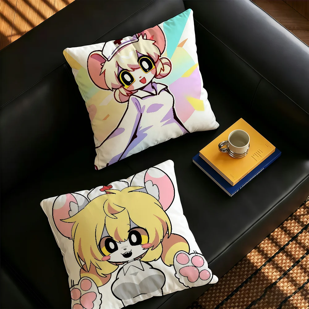 Anime T-terrible Mouse Lorna Pillow Case Square Bedroom Headboard Sofa Living Room Backrest Cushion Nap Pillow