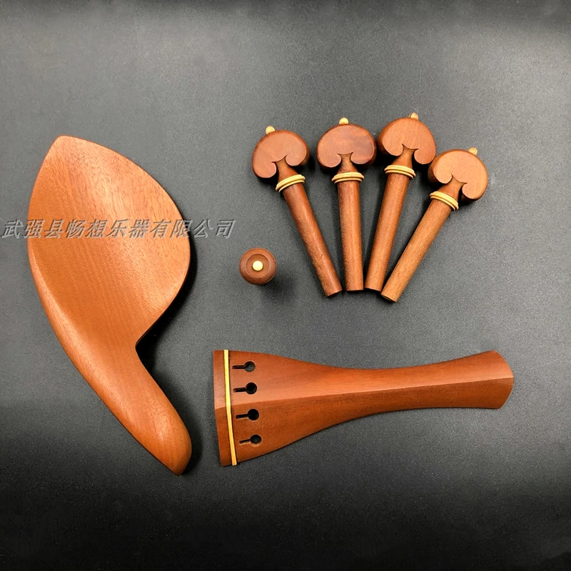 1 set High quality 4/4 violin jujube wood accessories parts fittings,Tailpiece+Tuning pegs+Endpins+Chin rest/Chin Holder