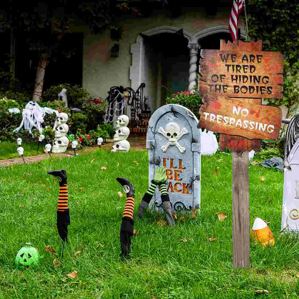 

3 Pcs Halloween Cards Emblems Lawn Sign Yard Decor Street Advertising Board Plaque Warning Party Supplies