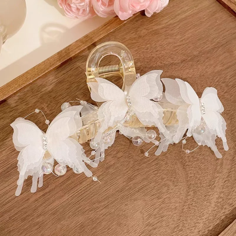 女性用バタフライラージヘアクロー,ポニーテールヘアクリップ,ピンクのヘアピン,太いヘアクローアクセサリー,15cm