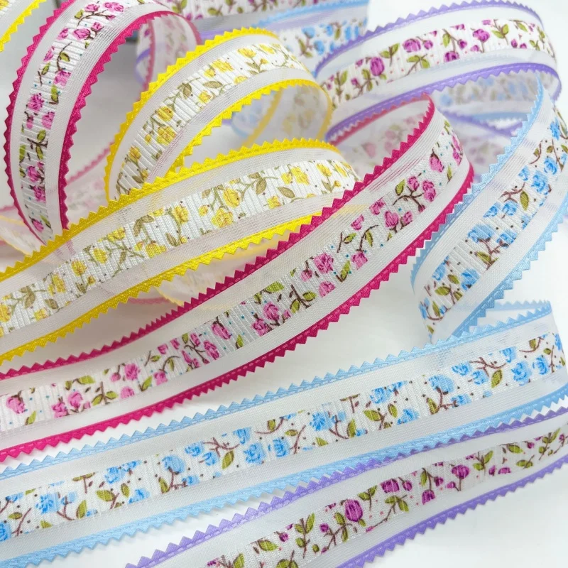 5Y 1.5-3.8cm Flower Embossed Floral Ribbon For Handmade DIY Craft Scrapbook Easter Wedding Christmas Party Deco Gift Packing