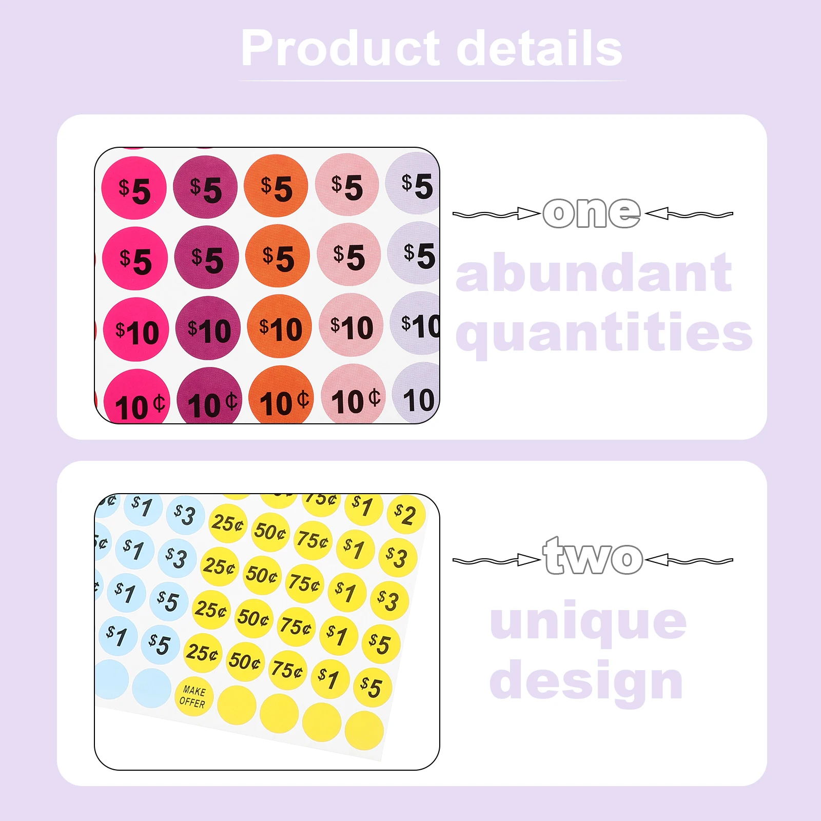 

20 Sheets Price Tag Garage Sale Kit Pricing Stickers Labels Removable for Supplies Numbered Tags