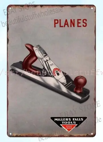 1949 Millers Falls Tools planes carpentry blacksmith metal tin sign retro garage