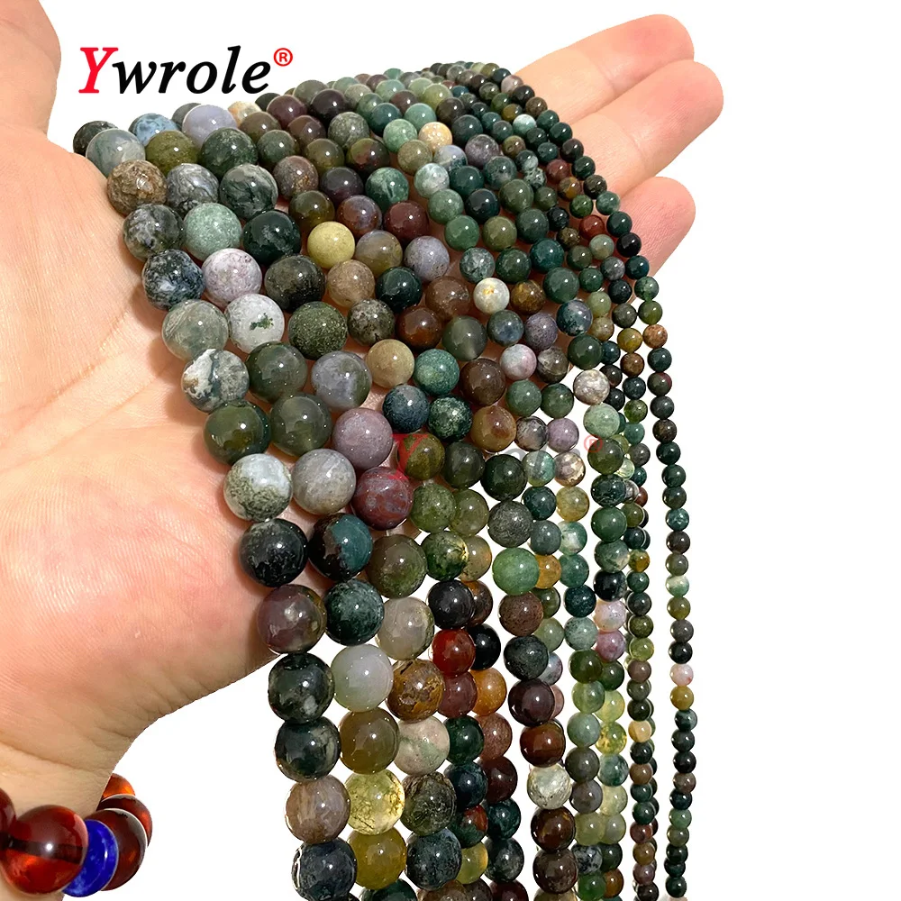 Natural India Agate Stone Beads Smooth Loose Round Gem Spacer Bead For Jewelry Making DIY Bracelet Accessories 4 6 8 10 12MM