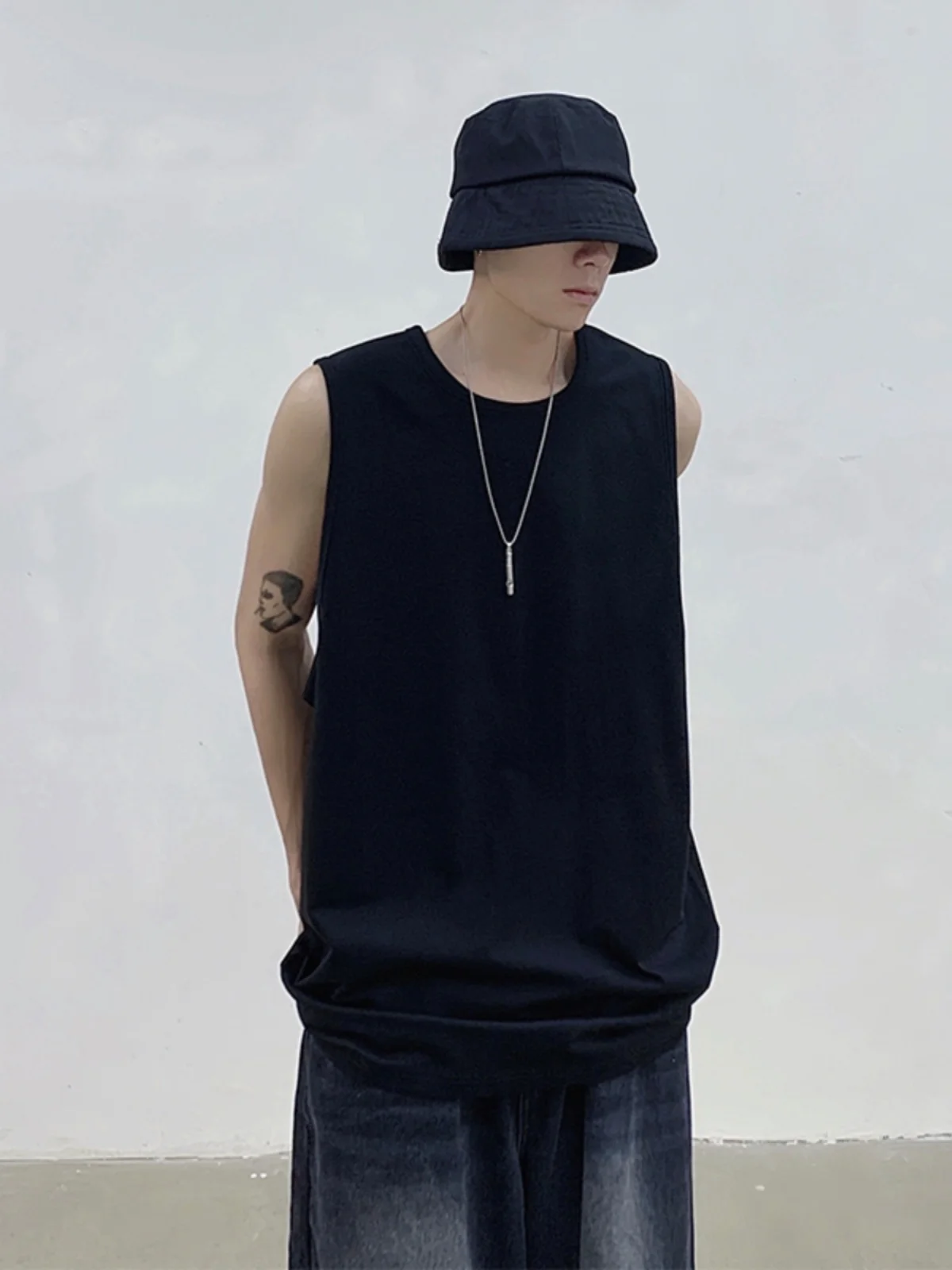 

American High Street Vibe Men's Sport Vest Summer Trendy Svel Oversize Hurdle Clothes round Ne Sweat Vest Casual