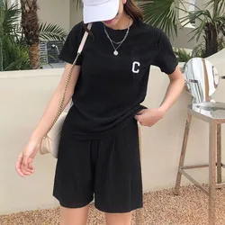 Summer Women Clothes 2 Piece Sets O-neck T-shirts+Shorts Matching Suit Sportswear Ladies Casual Loose Tracksuit Fashion Outfits