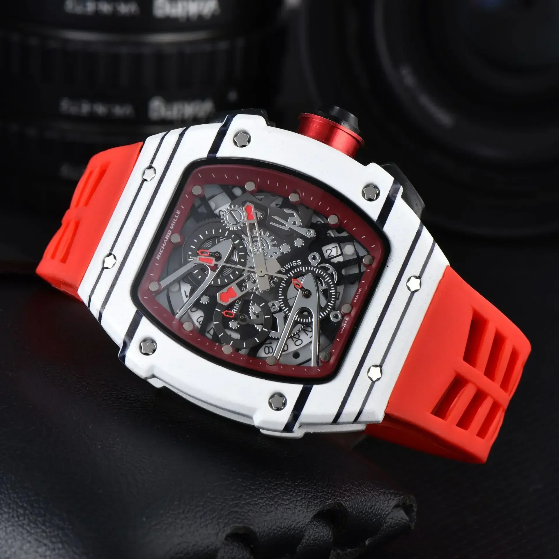 2025 nuevo reloj de pulsera masculino automático hueco informal, reloj mecánico de cuarzo de lujo a la moda para hombre, calendario resistente al agua