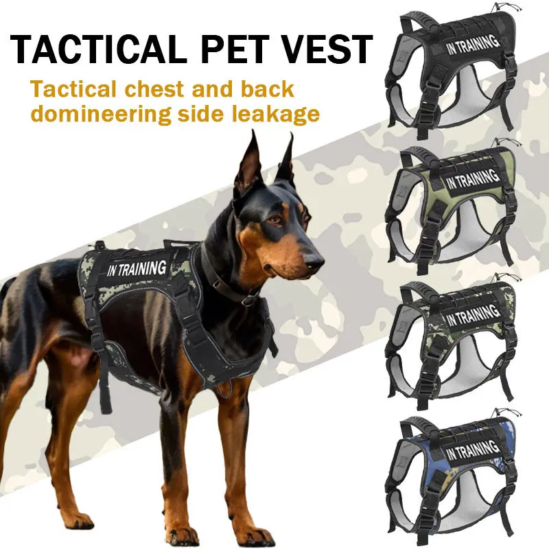 Personalized Tactical Dog Harness Military Doberman Pinscher Pet Training Vest Dog Harness and Leash Set for Small to Medium Dog