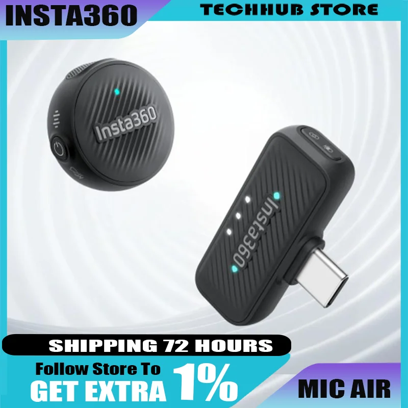 Insta360 Mic Air Transmitter 48khz جودة عالية للحد من الضوضاء التوافق مع التدفق 2 Pro تسجيل مخصص Upport بنقرة واحدة