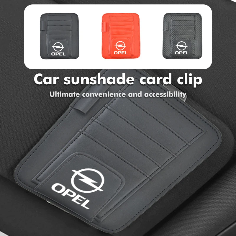 Car Logo Sunshade Muti-pocket Card Package Storage Holder Pen Clip Accessories For Opel Meriva Mokka Grandland Vectra Zafira