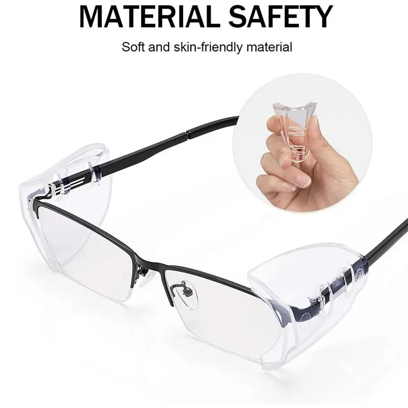 ABMH-For Safety Eye Glasses 10 Pairs Clear Side Shield Side Slip Fit For Eyeglasses Under 12 Mm