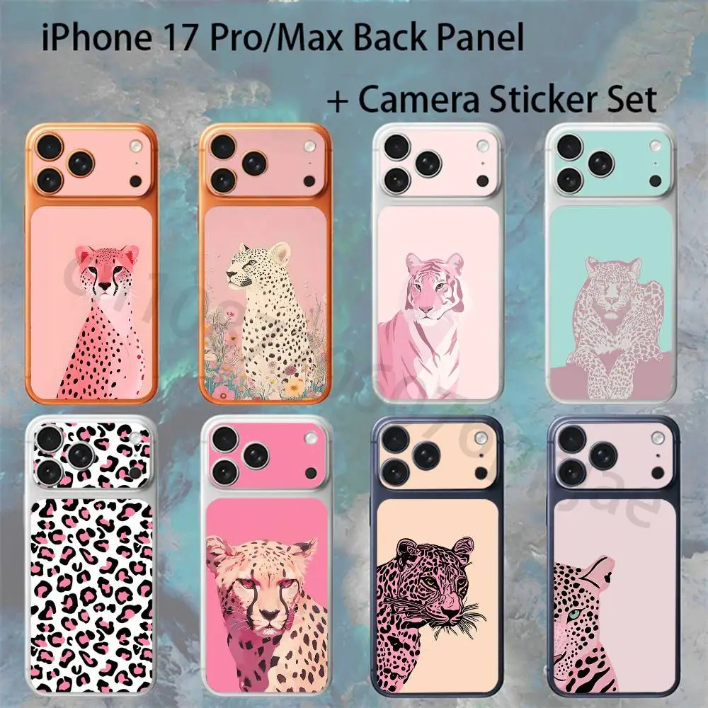 

Розовая леопардовая наклейка-пленка для iPhone 17 Pro/Max, полноцветная защитная пленка на заднюю панель корпуса