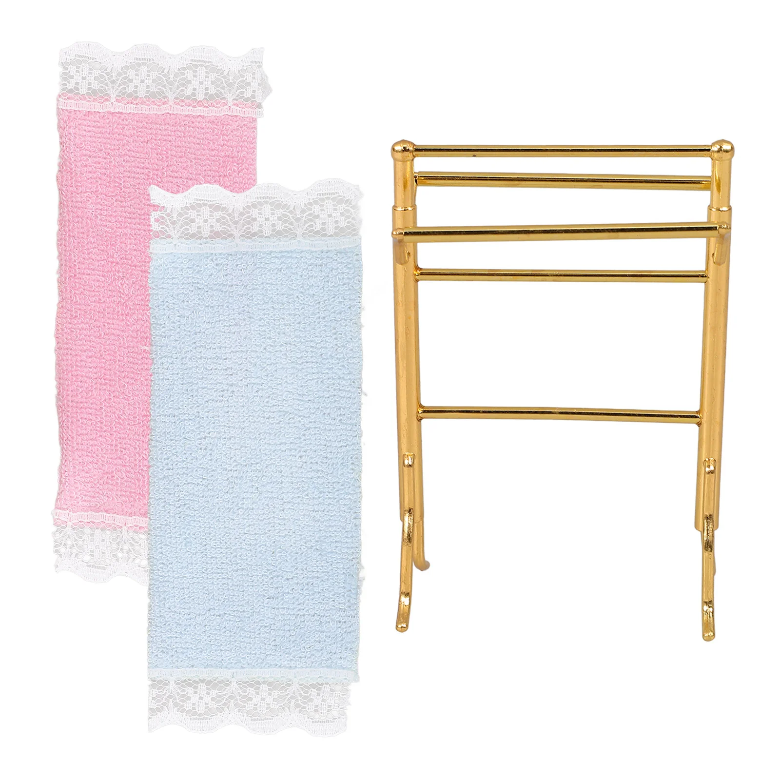 

Miniature Food and Play Towel Shelf for House Rack Bathroom Scene Layout Organizer Decor