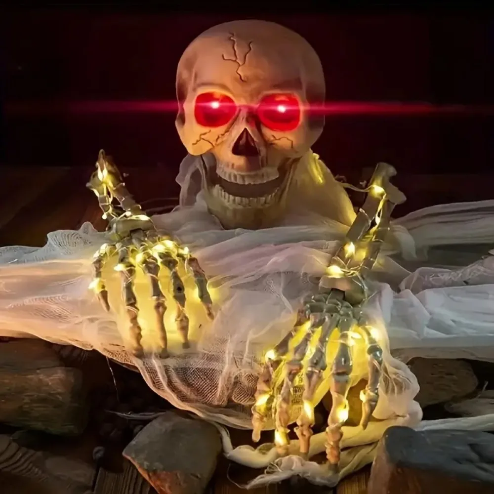 1SET Outdoor Halloween Solar Powered Hand Bone Skeleton Lawn Light, Floor Inserted Courtyard Light, Festival Decorative Light