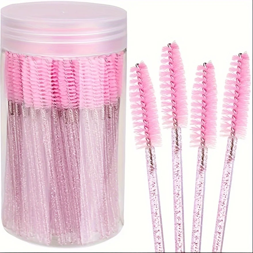 50-200 PCS Disposable Eyelash แปรงมาสคาร่าคริสตัลจับรวมกล่องเก็บ Travel Pack ขนแปรงสําหรับอุปกรณ์แต่งหน้า