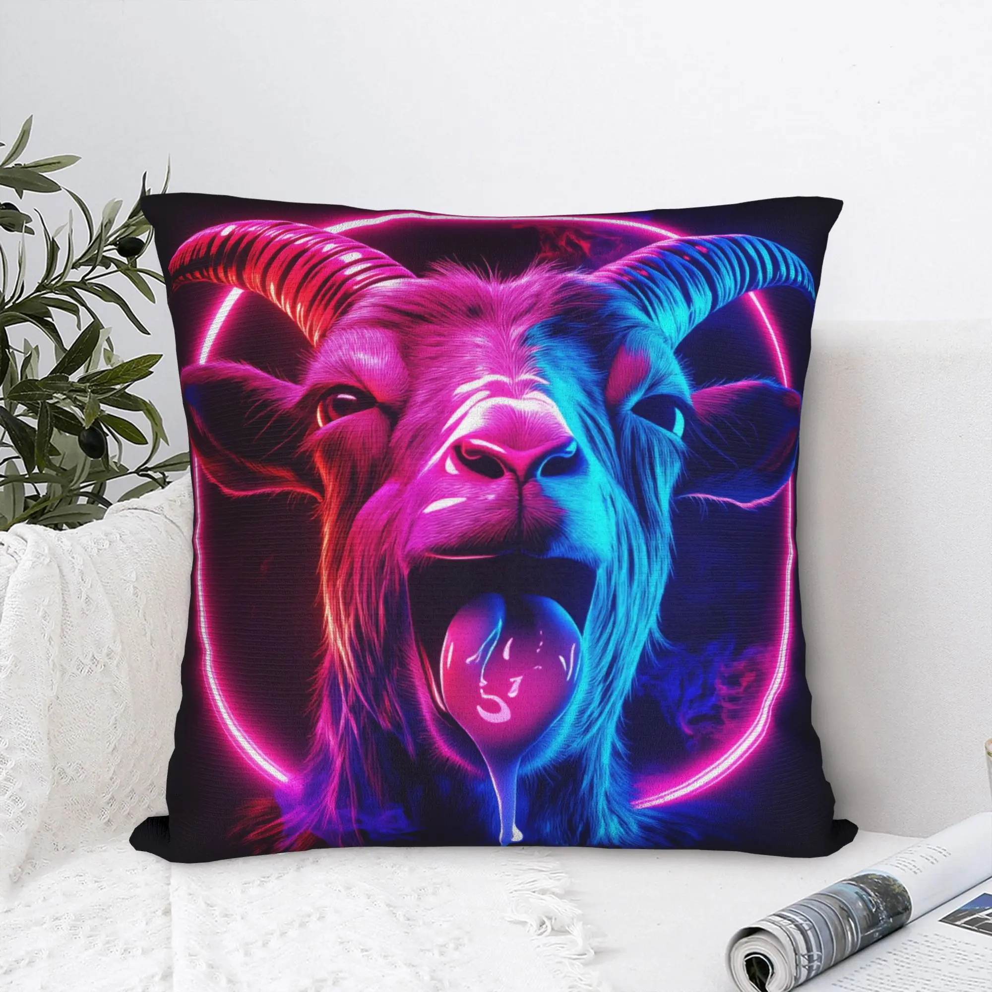 Pillow Cover Screaming Goat Funny Meme  Fashion Pillow Case For Sofa Couch Bed Living Room Pillowcases