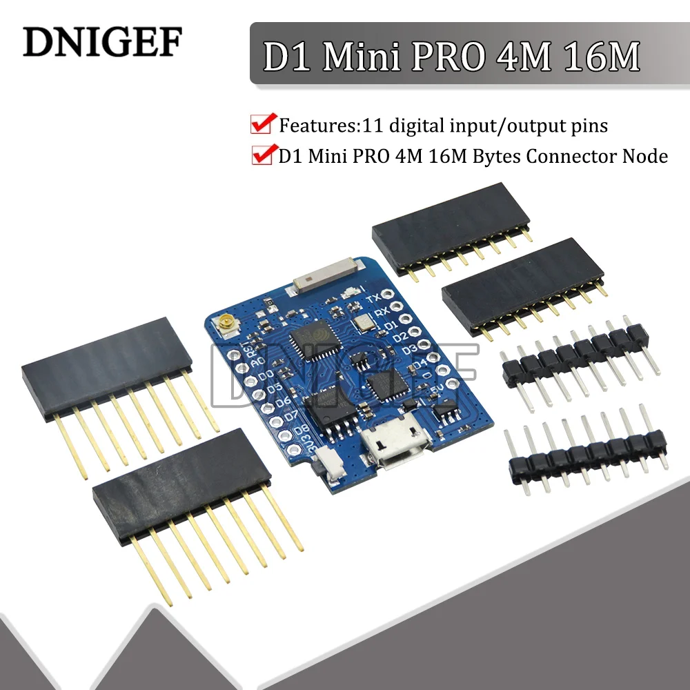 D1 Mini PRO 4M 16M Byte Konektor Node MCU Berbasis ESP8266 ESP-8266EX CP2104 WIFI Papan Pengembangan Mikro