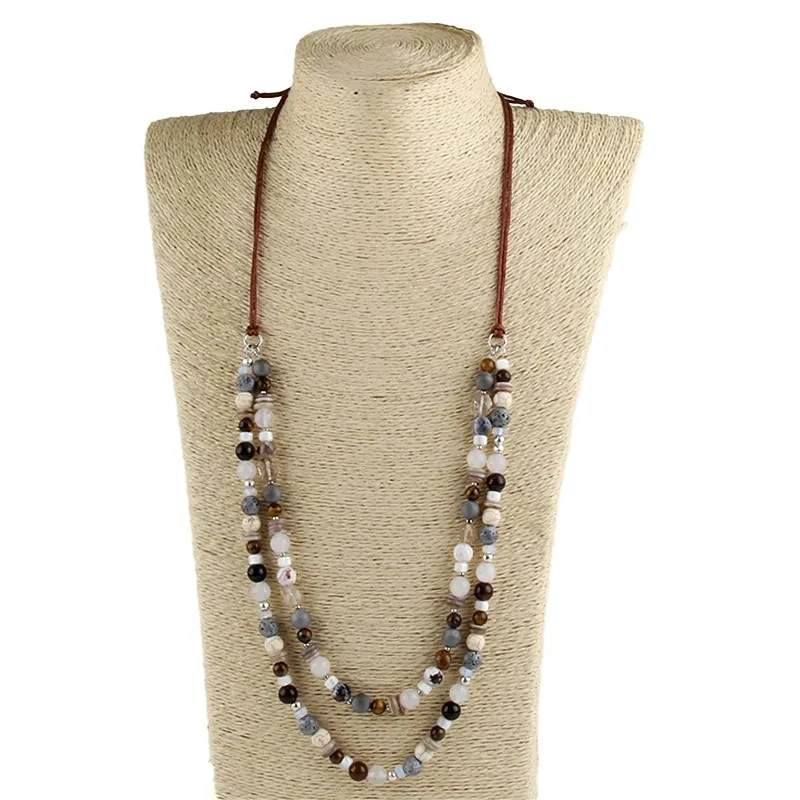 RH Fashion Bohemian Jewelry Accessory 3 Layer Multi Stones Necklaces For Festival Gift