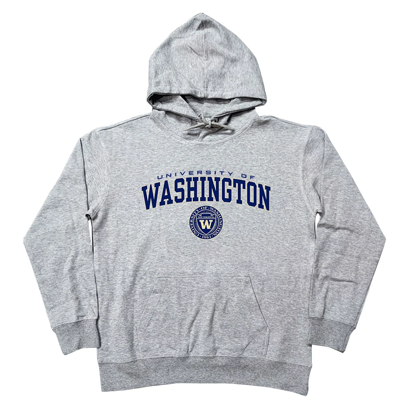 

Тонкая толстовка с капюшоном свободного кроя для студентов Университета Вашингтон, повседневная одежда
