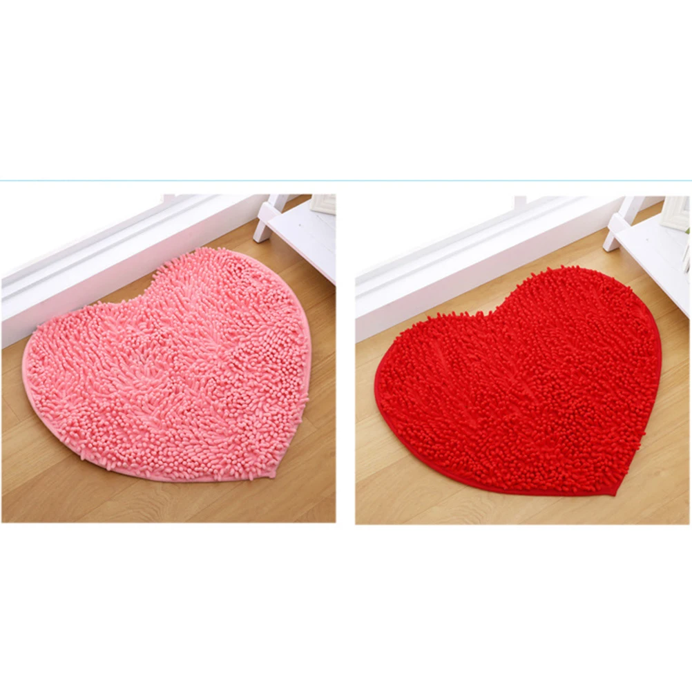 

Sweet Heart Pattern Anti-Slip Microfiber Rug Bedroom Floor Mat Bath Doormat Water Absorbent Non Skid Area Carpet Pink