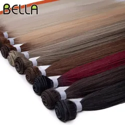 Bella-Synthetic Yaki Straight Hair Extensions, Salon Bundles, Fibra de Alta Temperatura, Ombre Loiro, Cabelo Falso, 26 