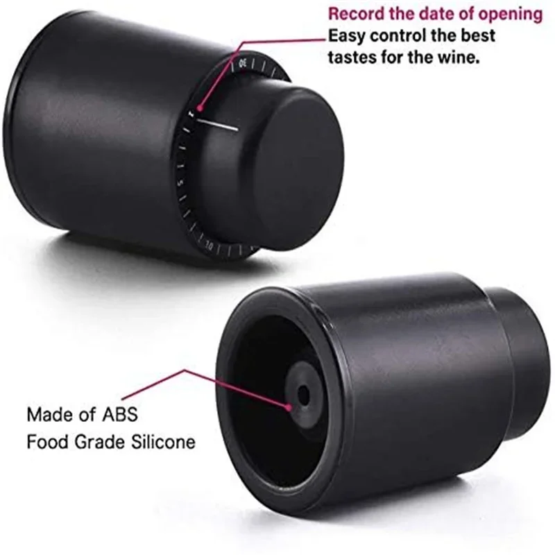 Vacuum Wine Preserver with Time Scale Record, Wine Bottle Stoppers, Reusable Wine Stoppers,Wine Savers Vacuum Pump Corks - view 2