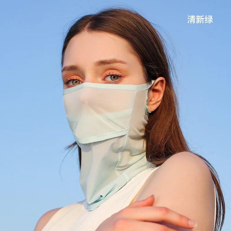Eisseide Vollgesichts-Sonnenschutzmaske, atmungsaktiv, Laufsportmasken, weich, verstellbar, Anti-Ultraviolett, dünn, für Golf im Freien – Detail 8