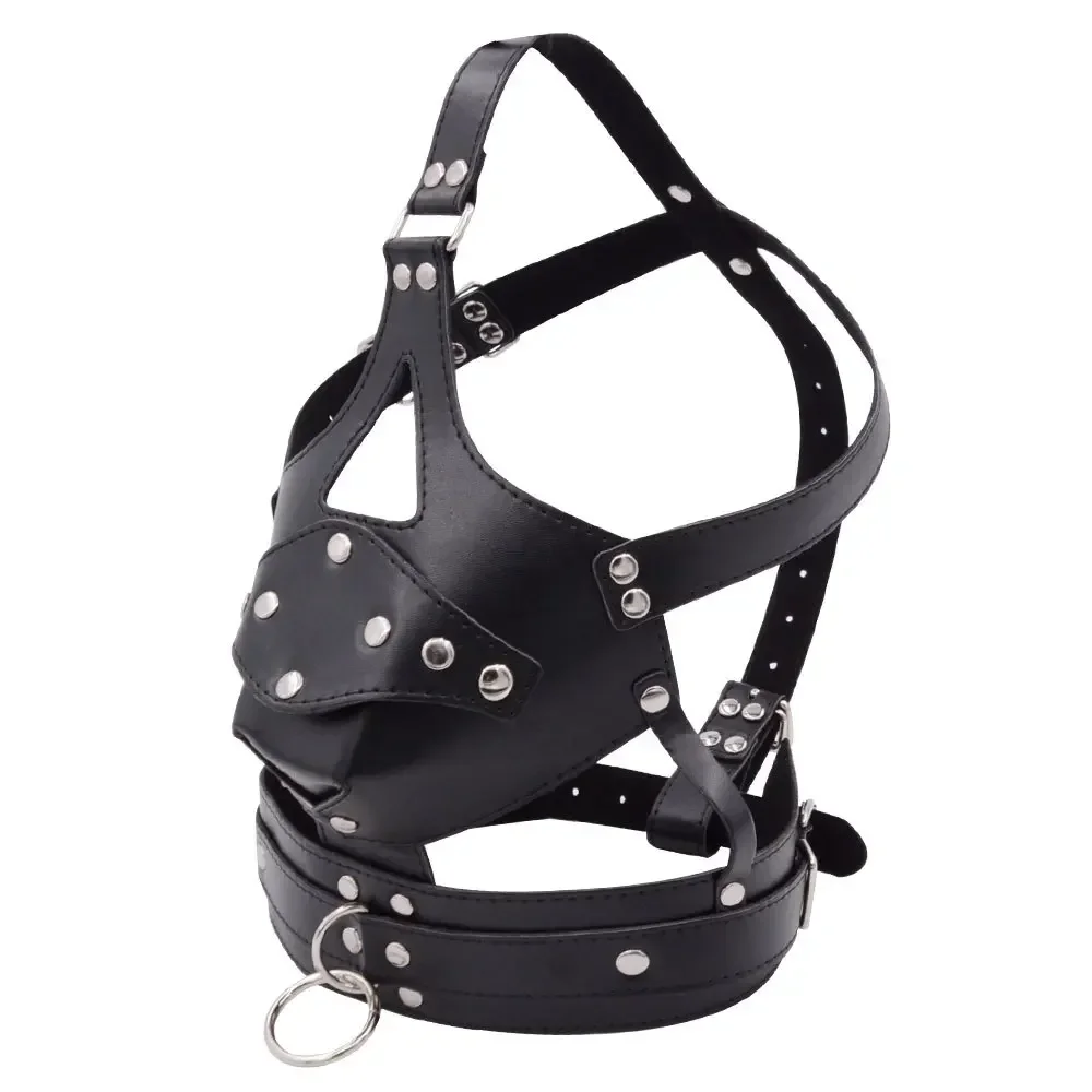 BDSM Headbands Collar Head Mask Sex Bondage Restraint Head Cuffs Fetish Collar Erotic Sex Toys for Women Men Leather Slave