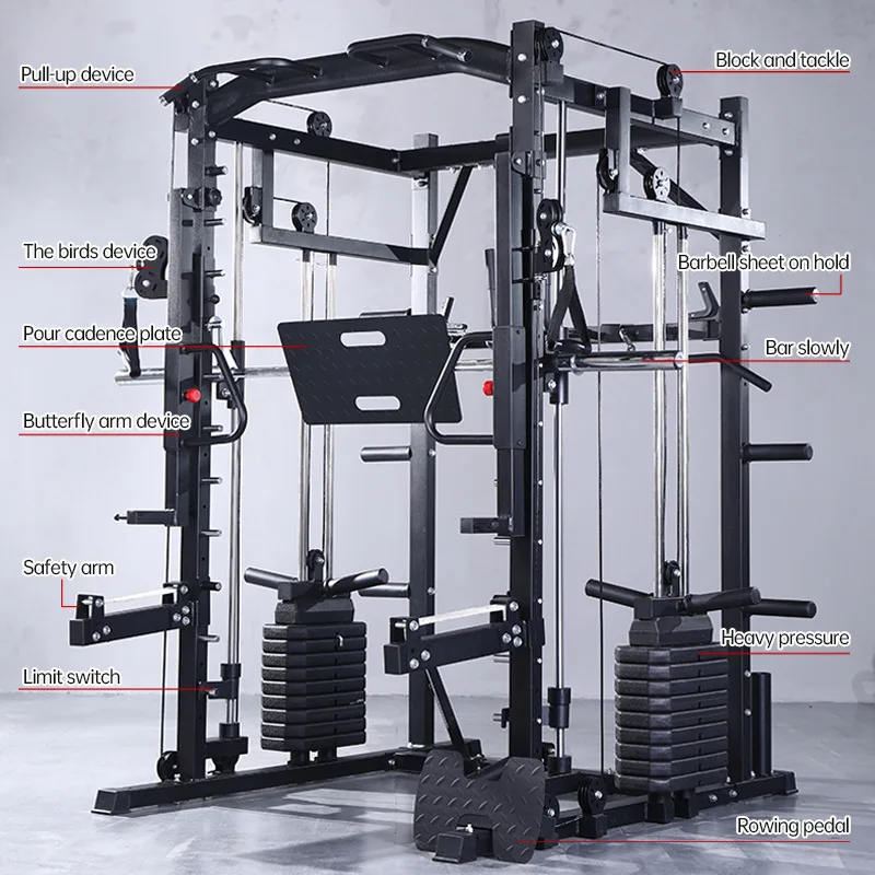 Gym Commercial Multi-Functional Comprehensive Fitness Frame Weightlifting Bed Weight Lifting Squat Machine Gantry Smith Machine