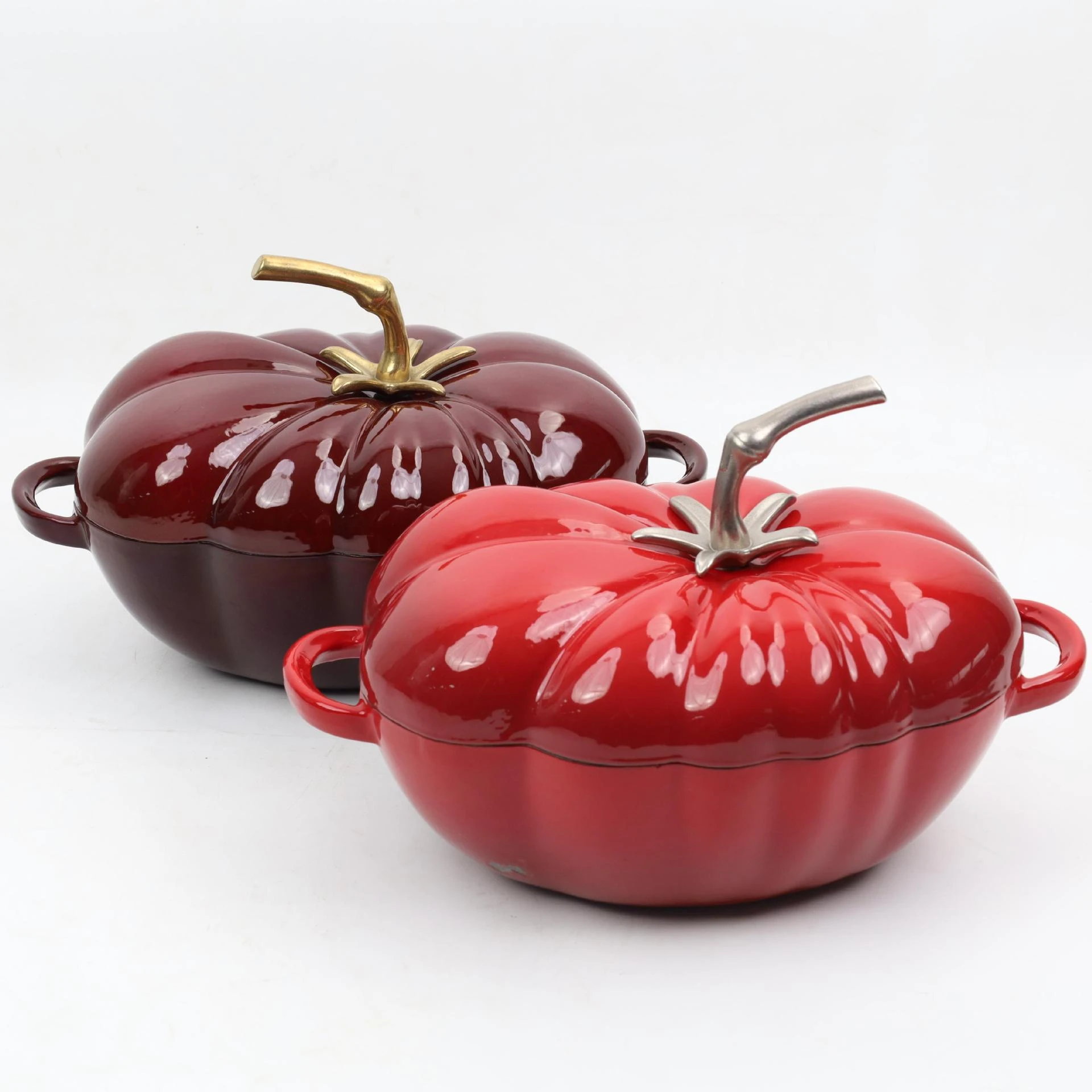 Tomato Cast Iron Enameled Pot, a classic and durable non-stick saucepan/stew pot suitable for all stovetops. view 5