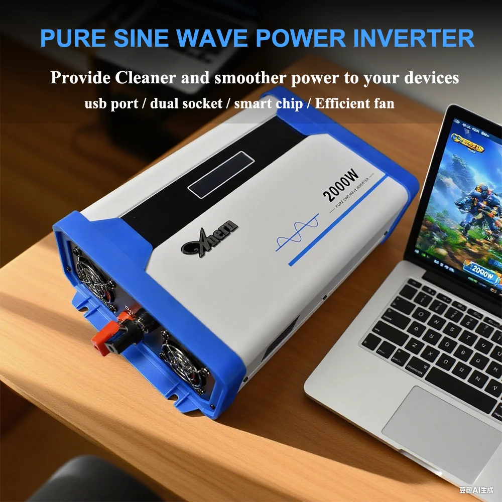 

Высококачественный автомобильный инвертор DC 12В в AC 220В/110В, 1000Вт/2000Вт, чистая синусоида, с ЖК-дисплеем, зарядное устройство, USB-адаптер