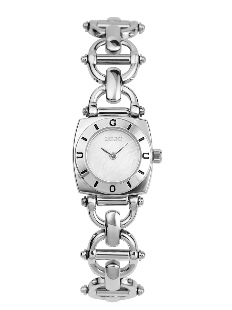 ساعة نسائية خفيفة فاخرة بمزاج راقي بسيط مربع صغير بسوار ساعة هدية أصلية ساعة فاخرة عالية الجودة