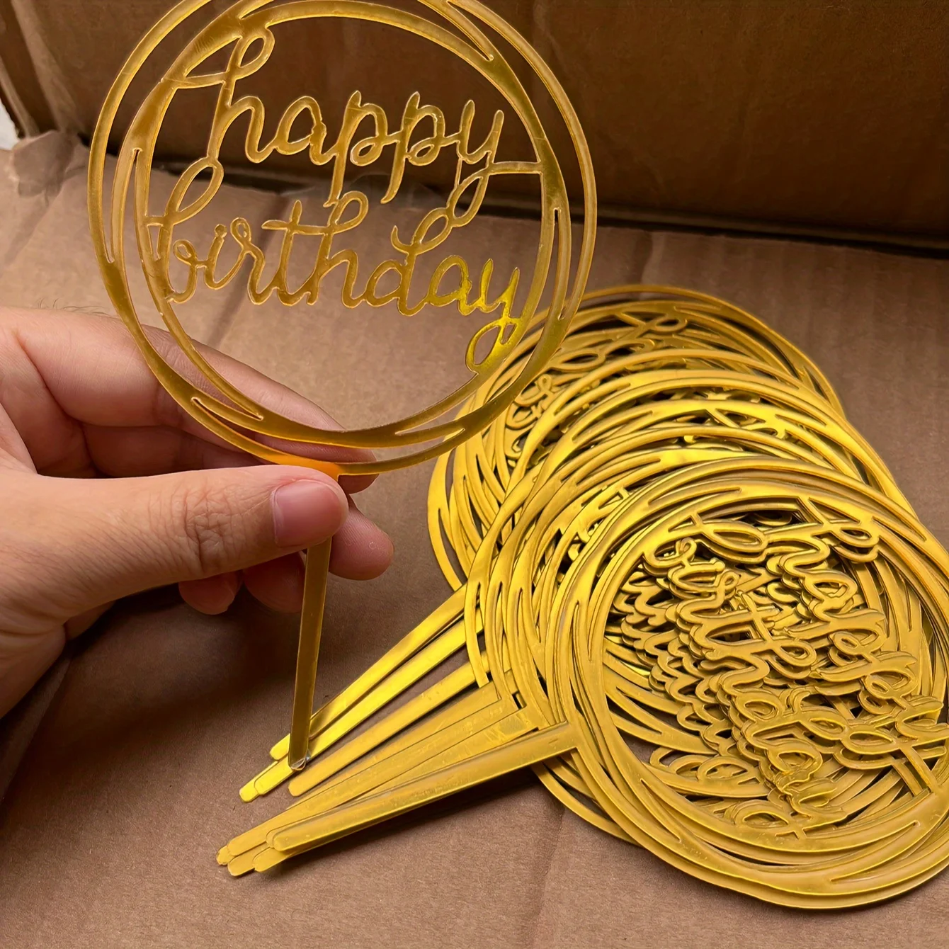 10pcs Happy Birthday Acrylic Cake Toppers Birthday Cake Decorations Party Decoration Supplies for Birthday Party Decoration