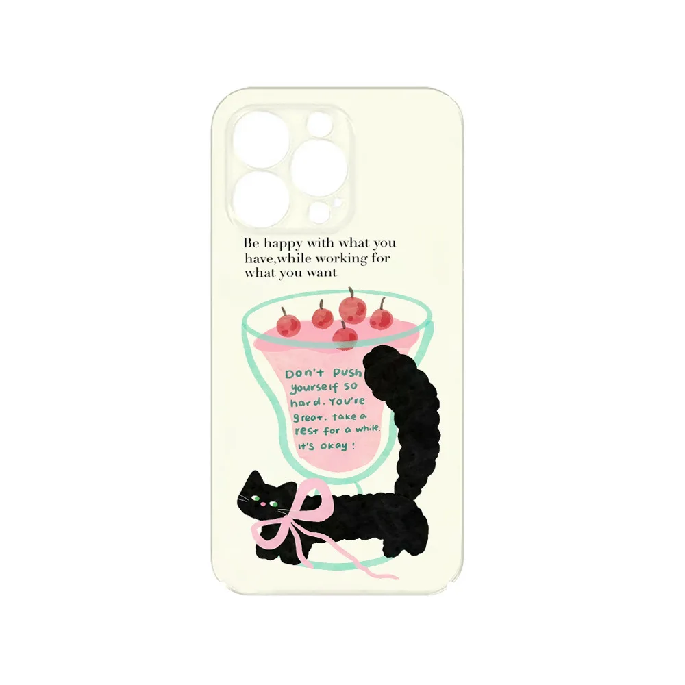 Yellow Dessert Bow Cat Phone Case for IPHONE 16 ProMax 15 14 PLUS 13 12 11 PRO Plus Acrylic TPU Two in One Mobile Phone Cases