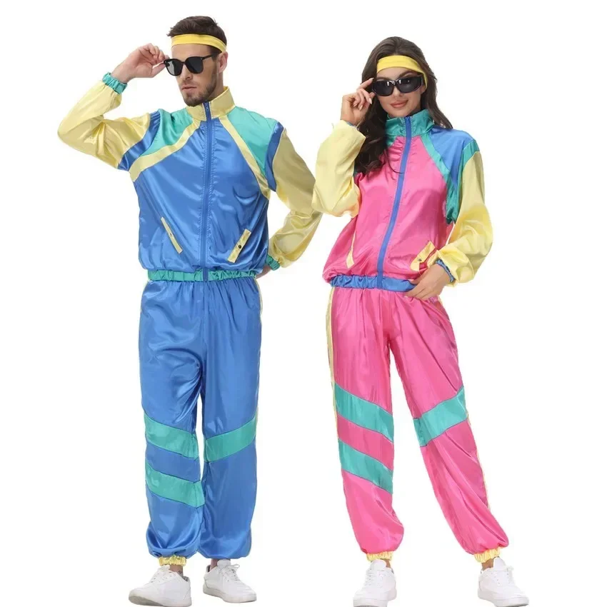 

Women Men Cosplay Hippie Costume Vintage 70s Hip Hop Street Dance Costume Suit
