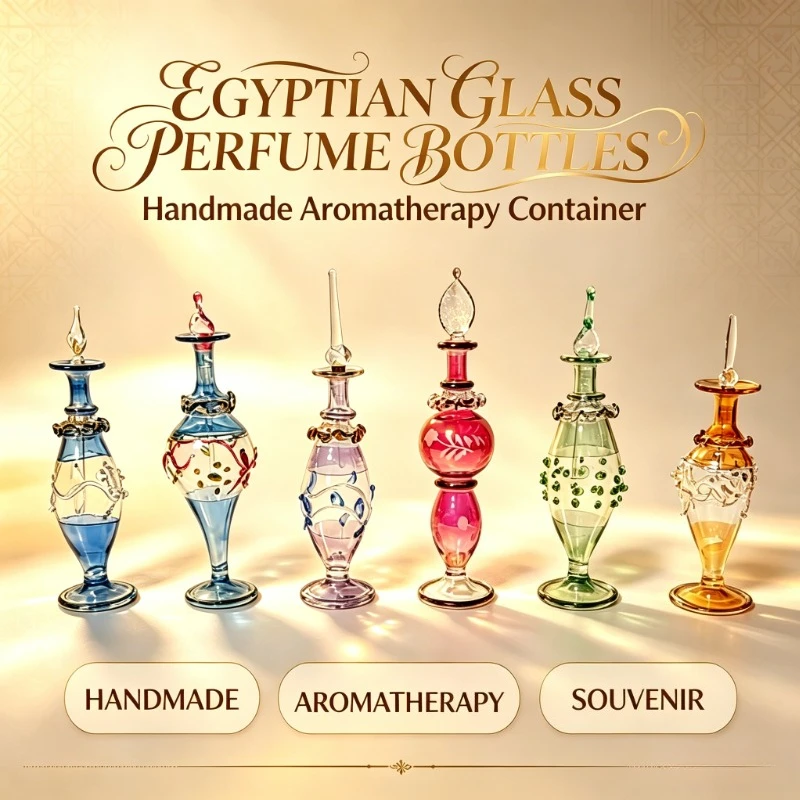For Egyptian Style Handmade Glass Perfume Bottle Aromatherapy Container Travel Souvenir Gift