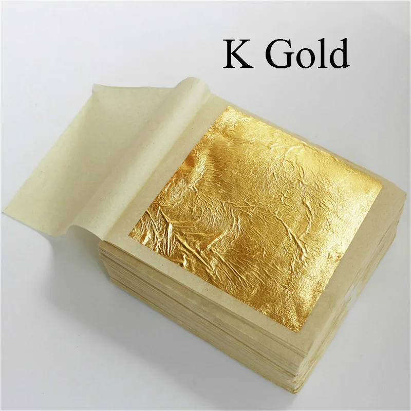 20/60 Piezas de Hojas de Oro Puro Brillante de 8x8cm para Dorar Líneas de Muebles, Manualidades de Pared, Decoración Dorada