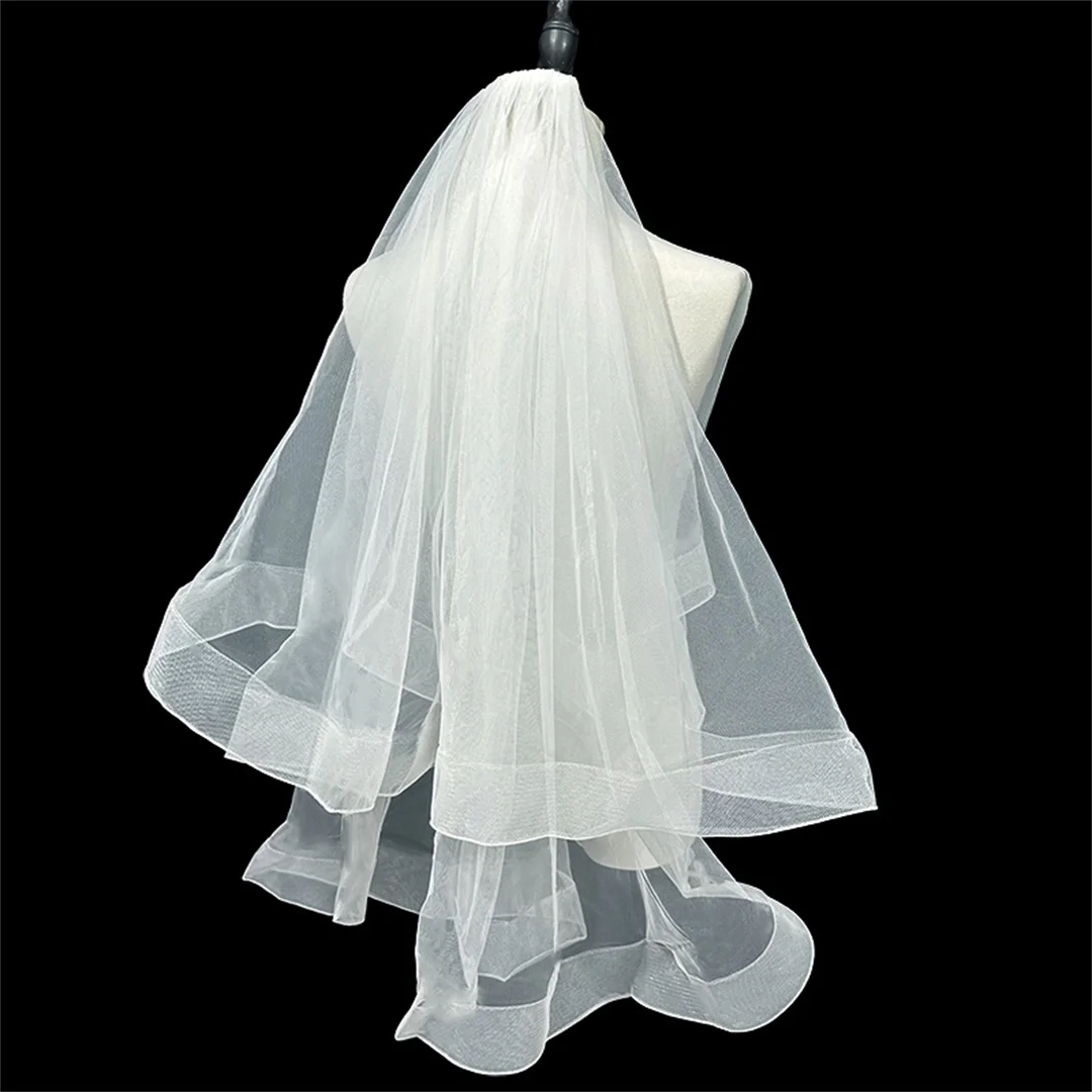 Bride wedding master wedding dress veil short certificate registration photo pearl bow veil