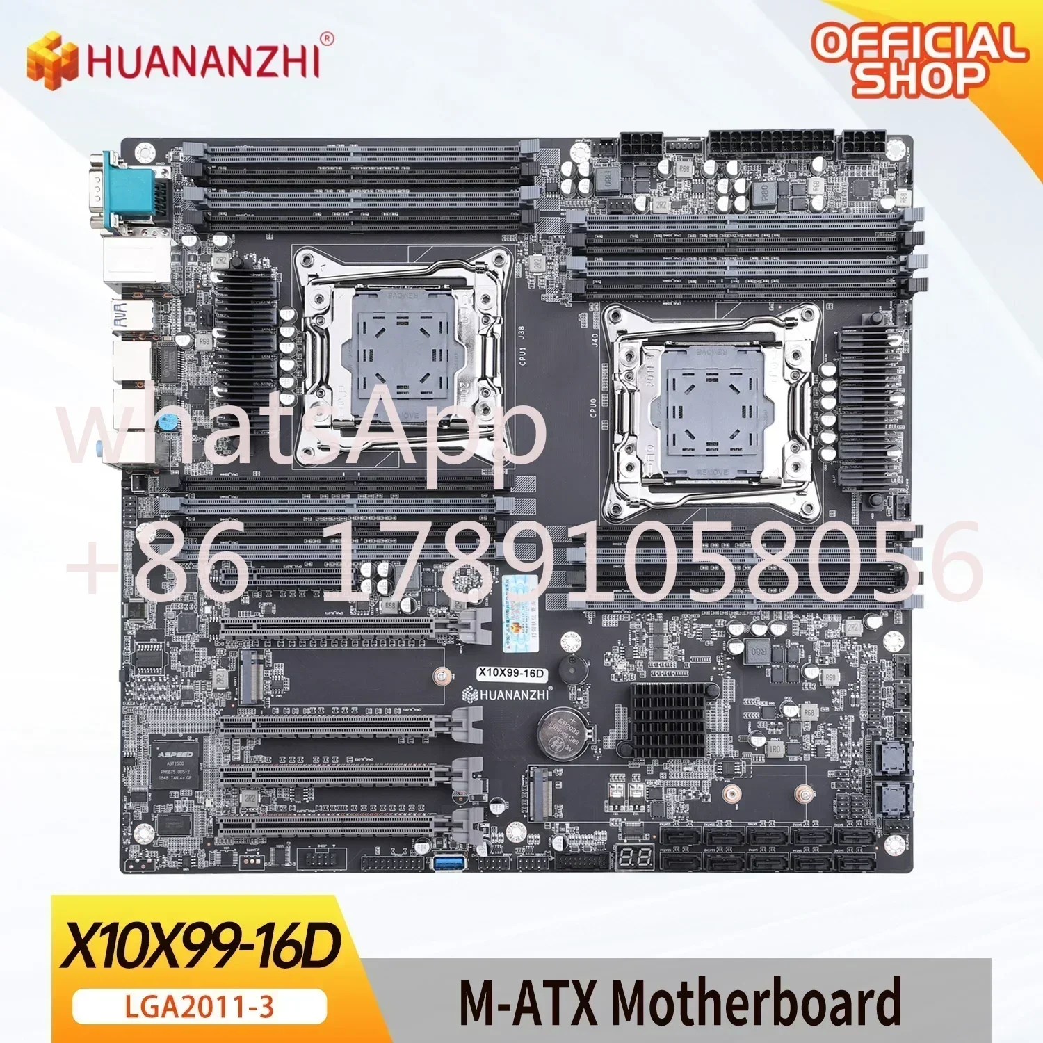 HUANANZHI X10X99 16D LGA 2011-3 XEON X99 Motherboard support Intel Dual CPU E5 2640 2666 2670 2696 2678 V3 V4 DDR4 RECC NVME