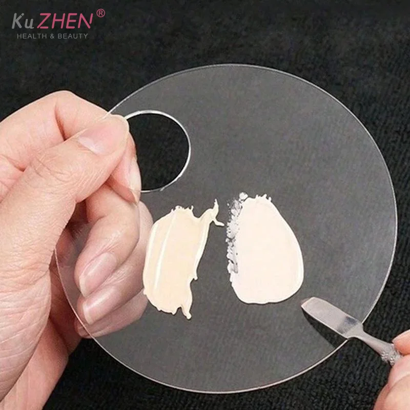Paleta de maquillaje acrílica transparente, base líquida, crema mezcladora, cosmética Manual, mezclador de maquillaje, herramienta de belleza, 2 uds.
