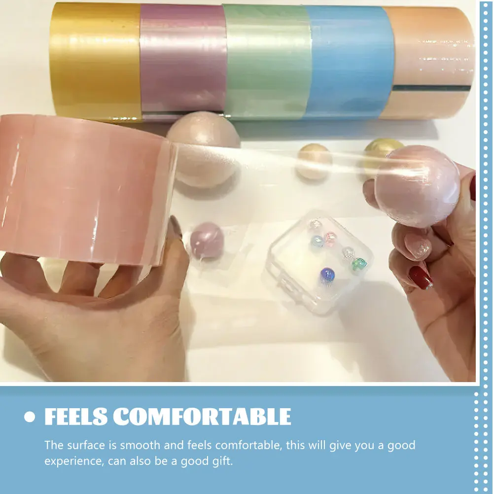 4 Rolls Smooth Pearl Finish Sticky Ball Tape Easy Carry Portable Colored Adhesive DIY Tapes for Anxiety Relief Relaxation Fidget