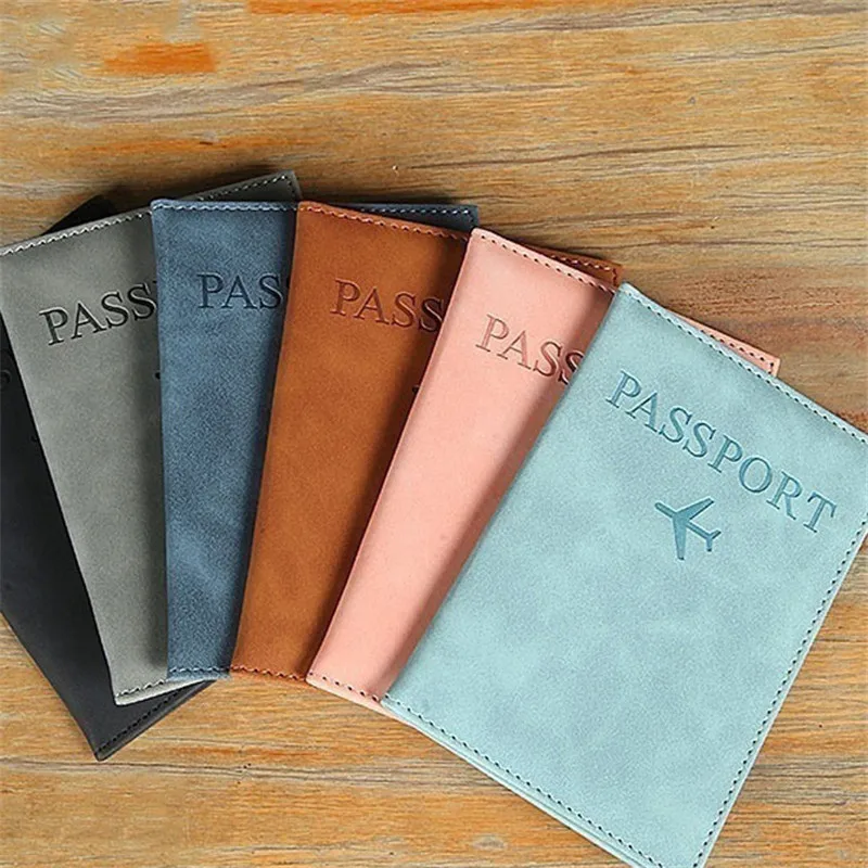 Frosting Passport Wallet Pu Leather Passport Cover Men Women Fashion Travel Passport Holder Case Wallet ID Bank Card Holders