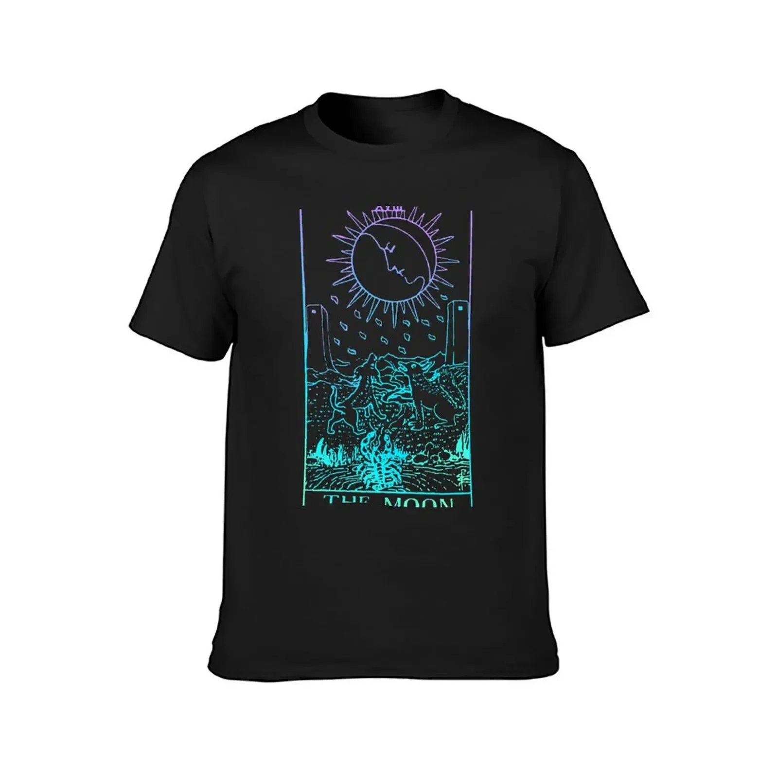 The Moon Tarot Card Rider Waite Witchy T-Shirt summer tops anime tshirts for men