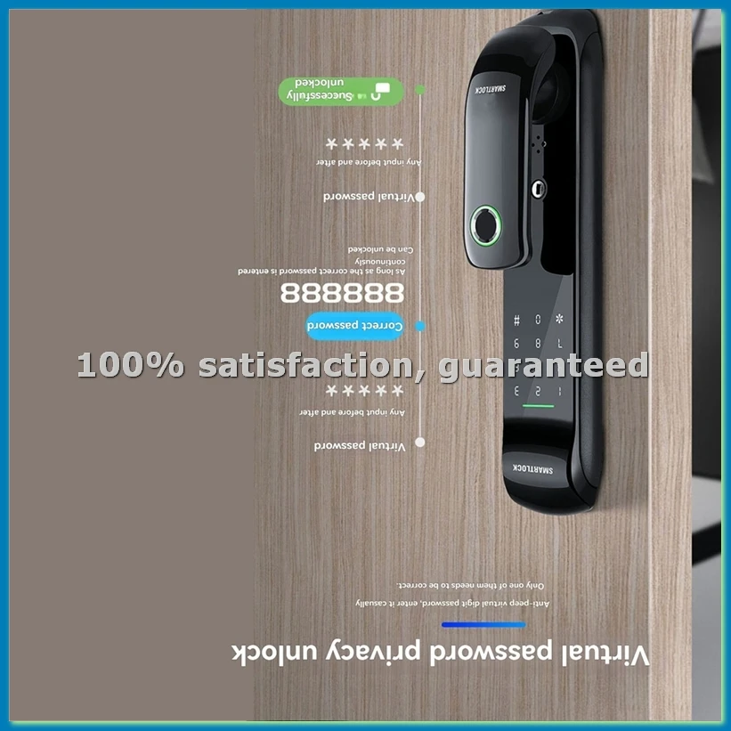 

Умные замки Tuya: Полностью автоматический электронный дверной замок с биометрическим сканером отпечатков пальцев, RFID-картой, паролем и ключом для разблокировки - A25R