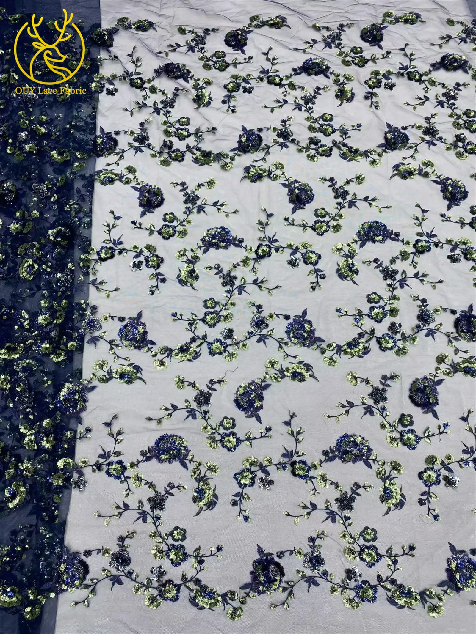 Elegantes Brautkleid mit Pailletten-Stickerei, Spitzenstoff 2026, Hochwertige Afrikanische Perlen-Tüllspitze für Damenkleider zum Nähen – Detail 16